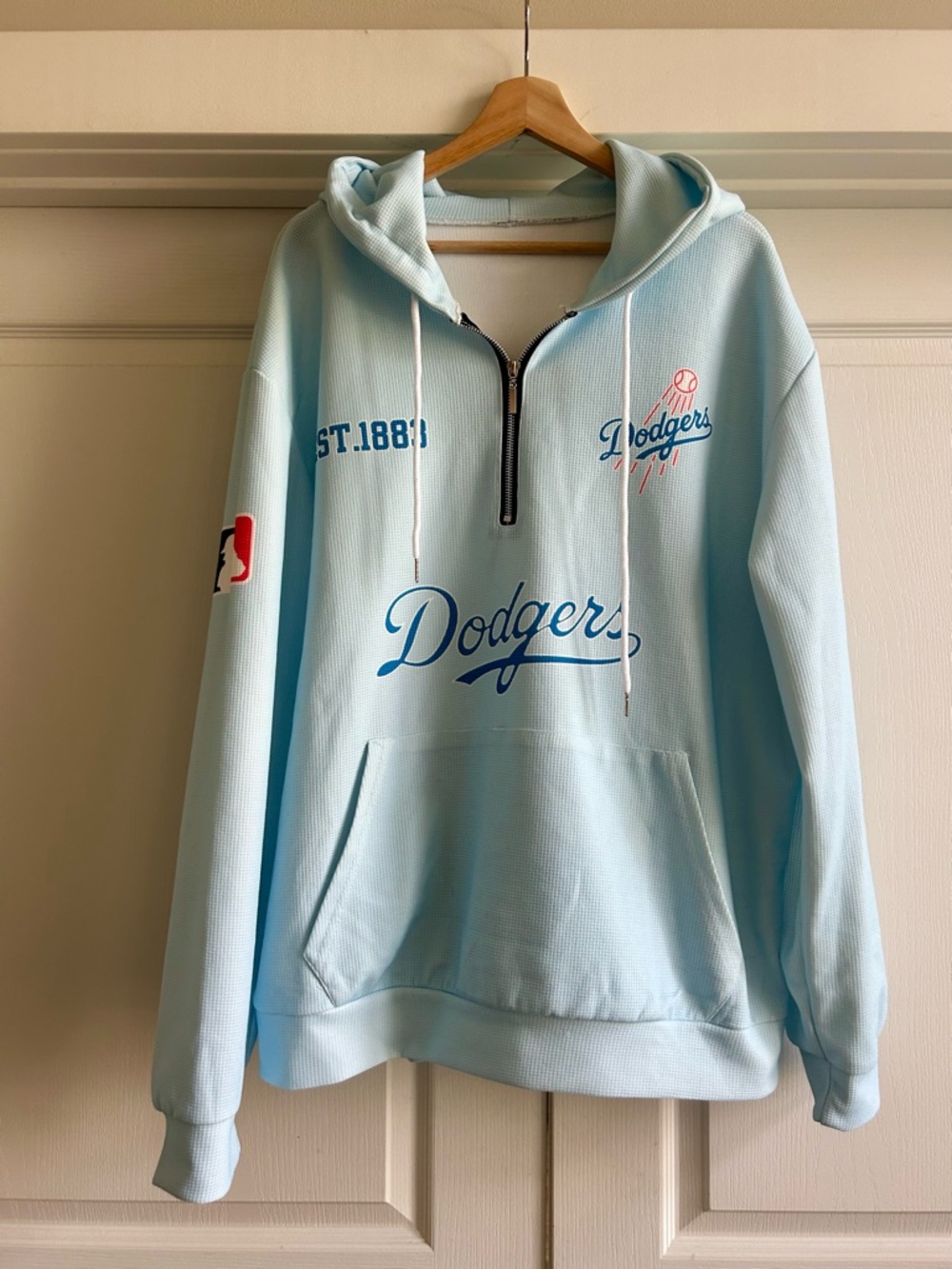 Los Angeles Dodgers Light Blue Half-Zip Hoodie